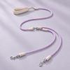 Two-Dog Rope with Braided Rope Construction, Cushioned Handle, and Rotating Connector for Neighborhood Walking Use