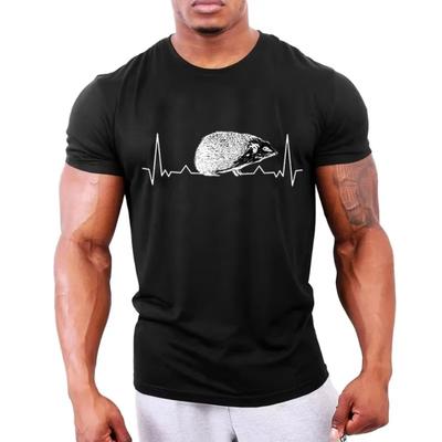 Koszulki z nadrukiem bicia serca jeża Męska odzież Koszulki z krótkim rękawem Oversize Moda Camiseta Męska Czarna Koszulka Topy T-shirt Homme