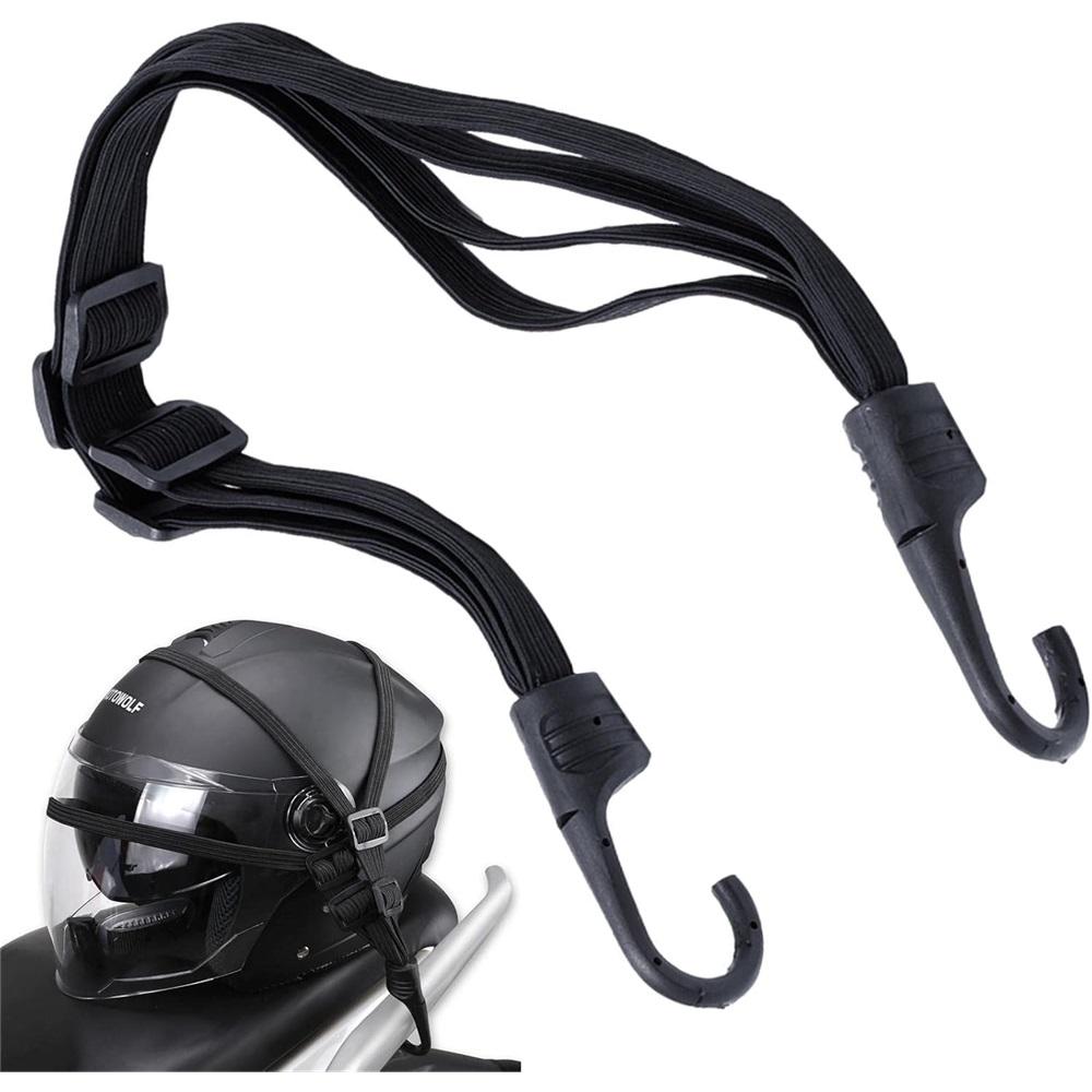 2 Pcs Universal Motorcycle Helmet Luggage Rope 24" Motorcycle Bungee Cord Bandage Retractable Elastic Strap With 2 Hooks (Black)