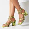 2025 Women's Snake Print Sandals Sexy Open Toe Chunky Heel Slides Plus Size Backless High Heel Sandals
