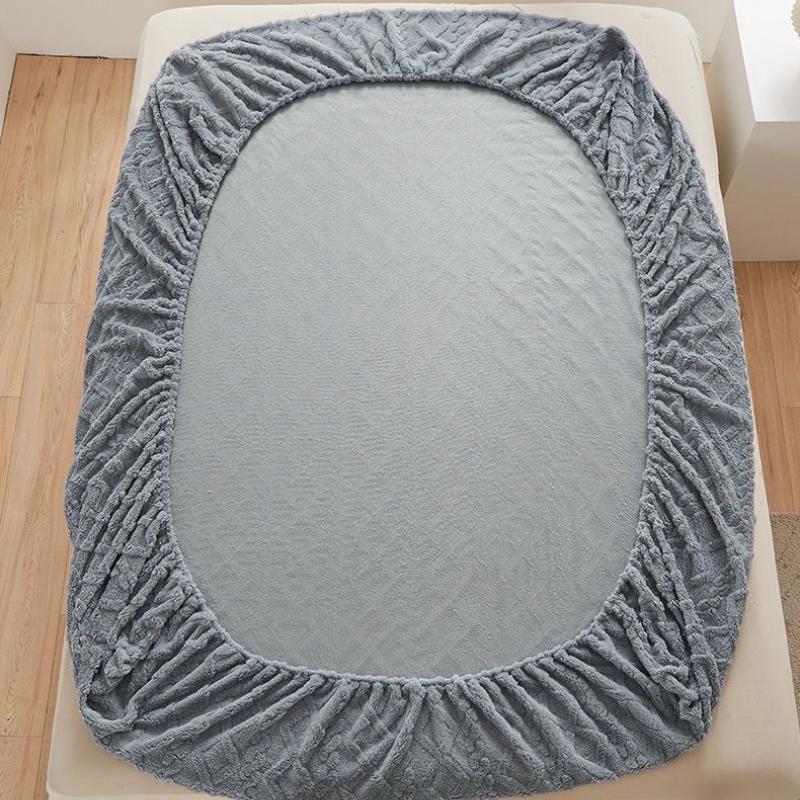 Pat dublu de lux Cuvertură de pat elastică pentru saltea 180x200 iarnă caldă din lână corali cuvertură de pat groasă King Size