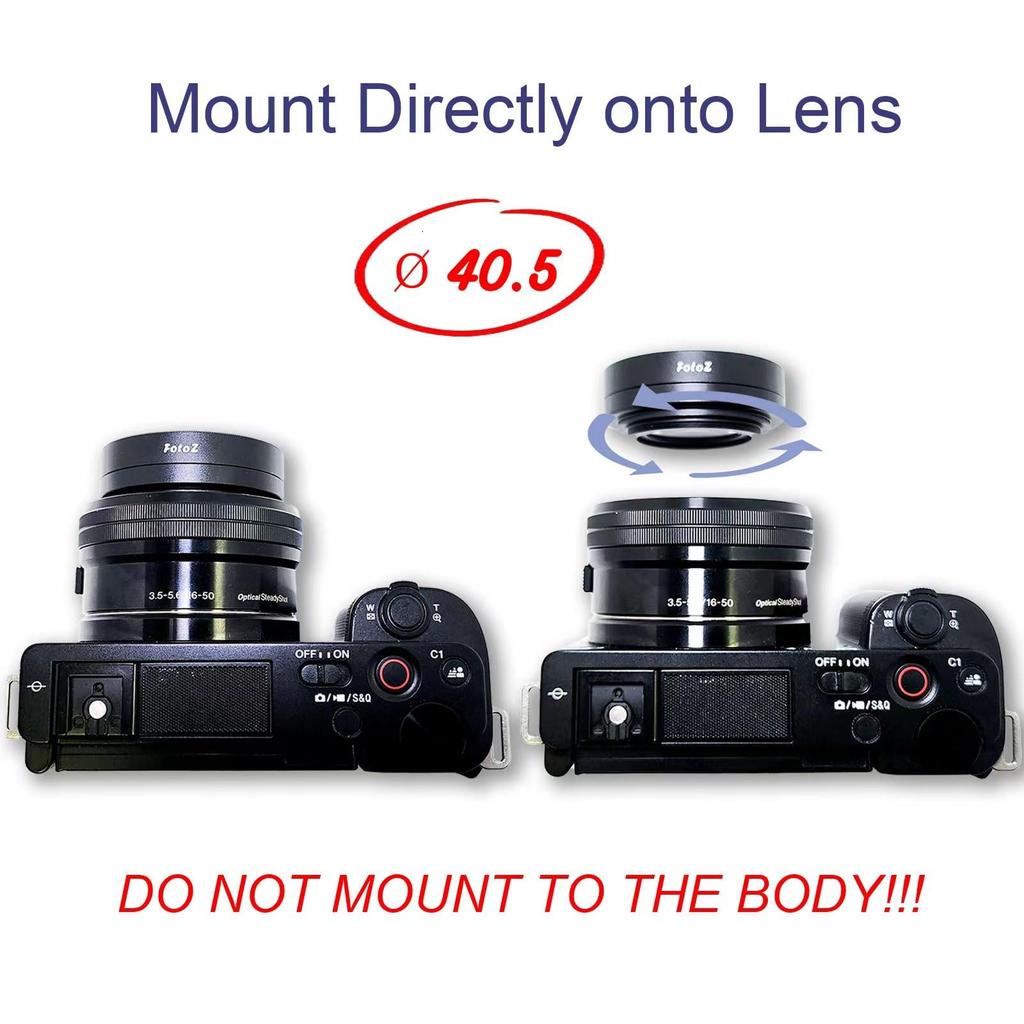 FotoZ Mini Wide Angle Conversion Lens with Macro for Sony MarkII A6400 A6700 Kit Lens Compatible with PZ OSS II 40.5mm 0.75x ZV-1F ZV-E10, ZV-E10