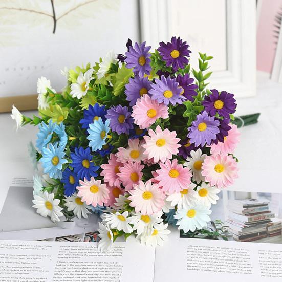 Artificial Flower with Green Leaves Realistic UV Resistant Fake Silk Flower Bouquet Indoor Outdoor Garden Patio Balcony Home Decoration