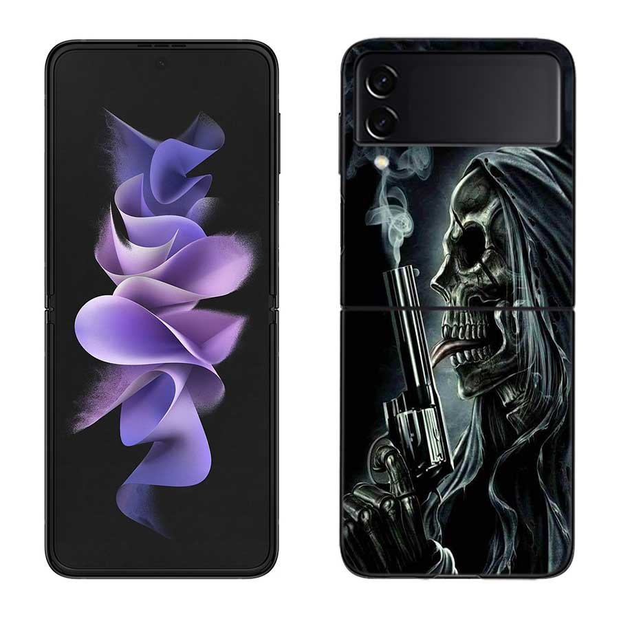 Grim Reaper Skull Skeleton Case for Samsung Galaxy Z Flip 6 Flip 5 4 3 5G Black Cell Phone Cover Samsung Z Flip 5 5G Luxury P