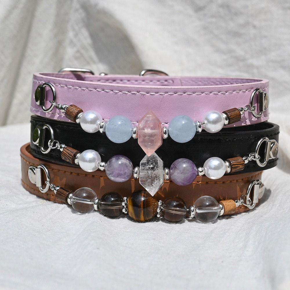 Adjustable Leather Pet Collar Detachable Dog Collar Exquisite Cat Collar Puppy