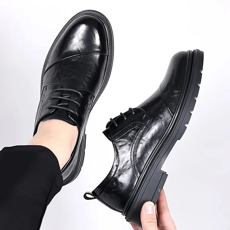 European and American trendy retro style business formal leather shoes 2024 new gentleman brogue versatile leather shoes