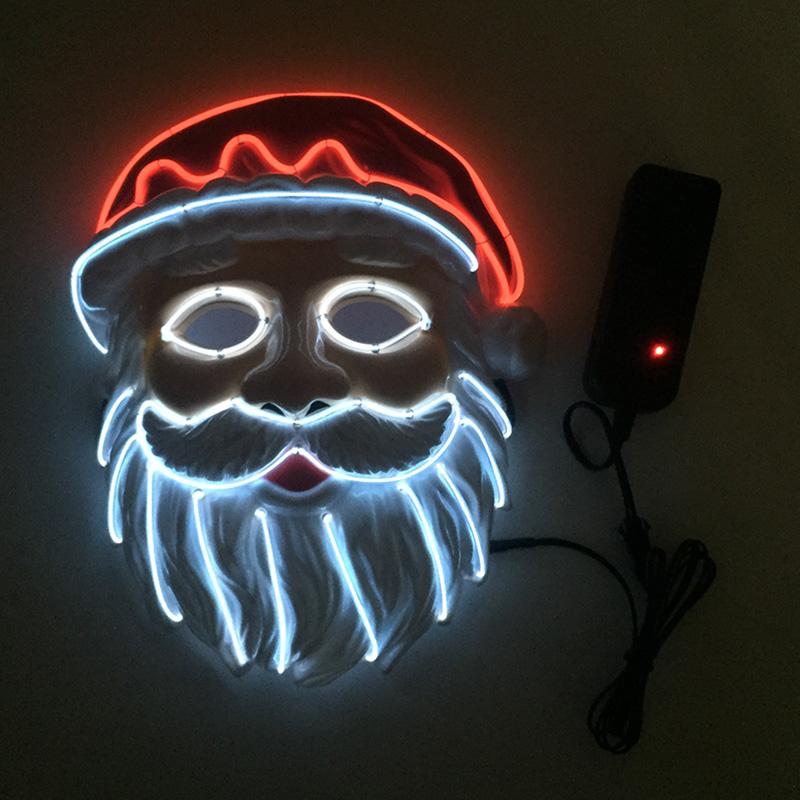 Funny Led Santa Claus Full Face Mask Christmas Santa Mask Christmas Cosplay Costume Accessory Festive Party Head Cover