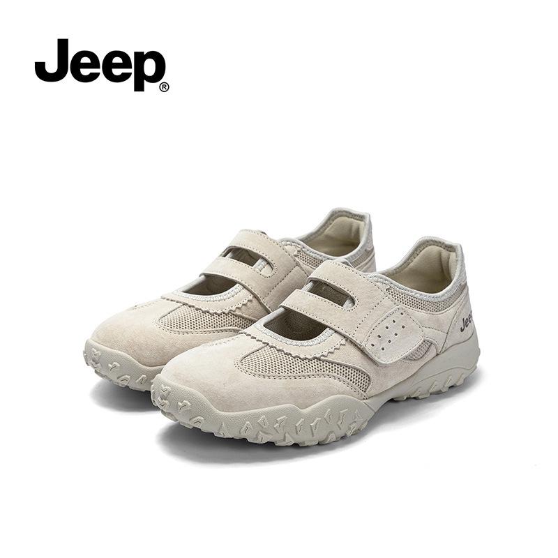 

Женские туфли Mary Jane на липучке Jeep - 2025 Осень Ретро Дышащие сетчатые кроссовки Size 35 серый