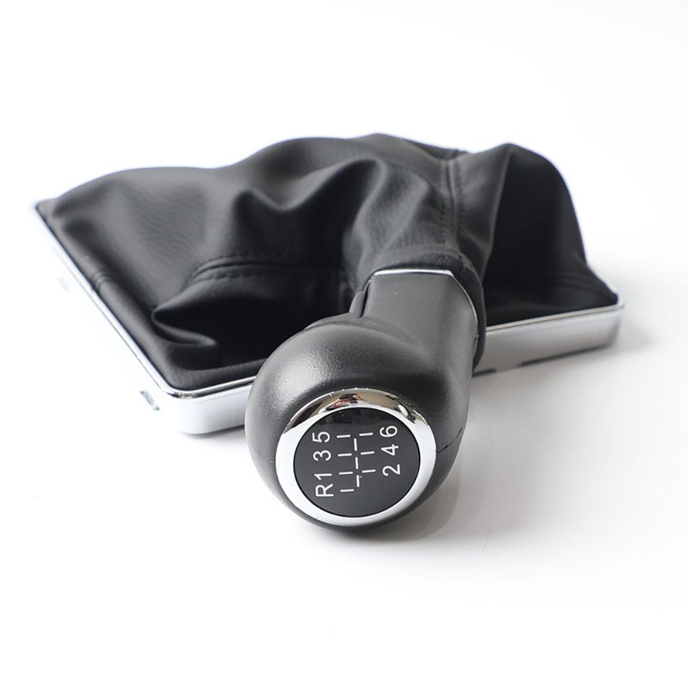 6 Speed Gear Shift Knob Gaiter Kit Fit For Opel Astra H 2005-2010 Black + Silver
