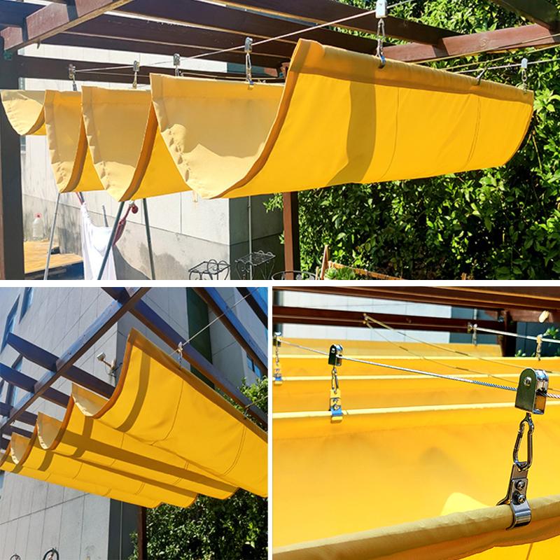 Outdoor Retractable Sun Shade Sail Waterproof Sun Canopy UV Protection Pergola Shade Net for Garden Patio Courtyard Backyard