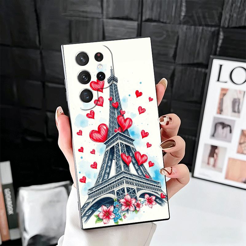 France Eiffel Tower Paris Soft Phone Case for Samsung Galaxy S26 S25 Edge S24 Ultra S23 Plus S22 S21 FE S20 Black Cover Back She