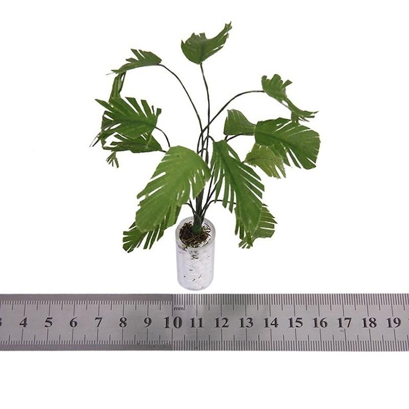 1/12 Green Banana Tree In White Bottle Miniature Dollhouse Garden Accessories