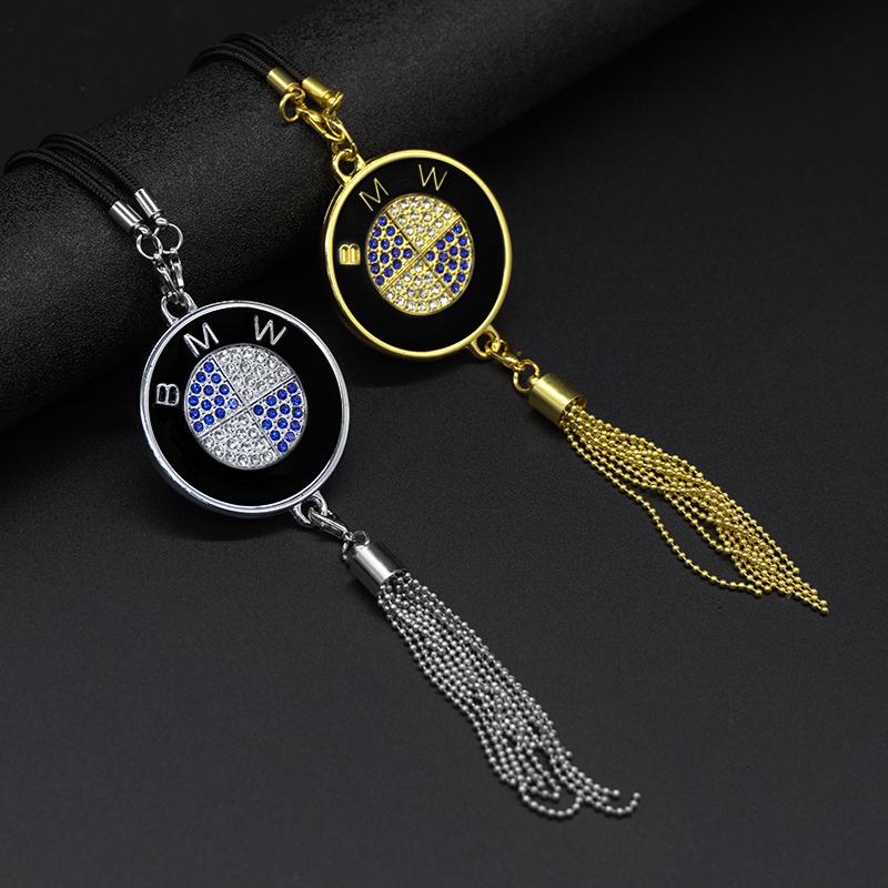 TFLB8 Car Rearview Mirror Diamond Badge Pendant Car Interior AccessoryFor BMW Series X1 X3 X4 X6 E90 E91 I3 I4 F30 F48 F30 F10 E30 E34