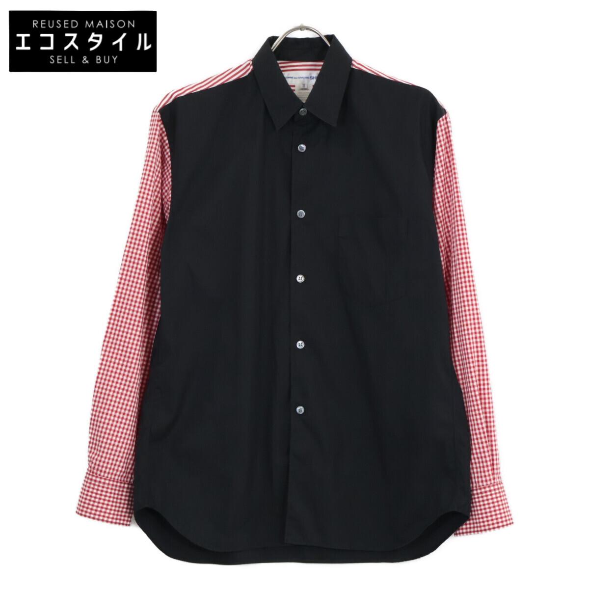 

COMME des GARCONS SHIRT [22Stainless Steel] FI-B025 Arm/Yoke Switch Long Sleeve Shirt tops XS Black / redUsed