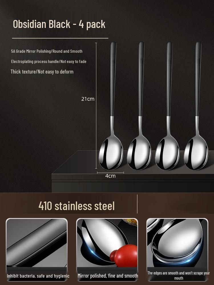Korean Style Stainless Steel Long Handle Soup & Stirring Spoon