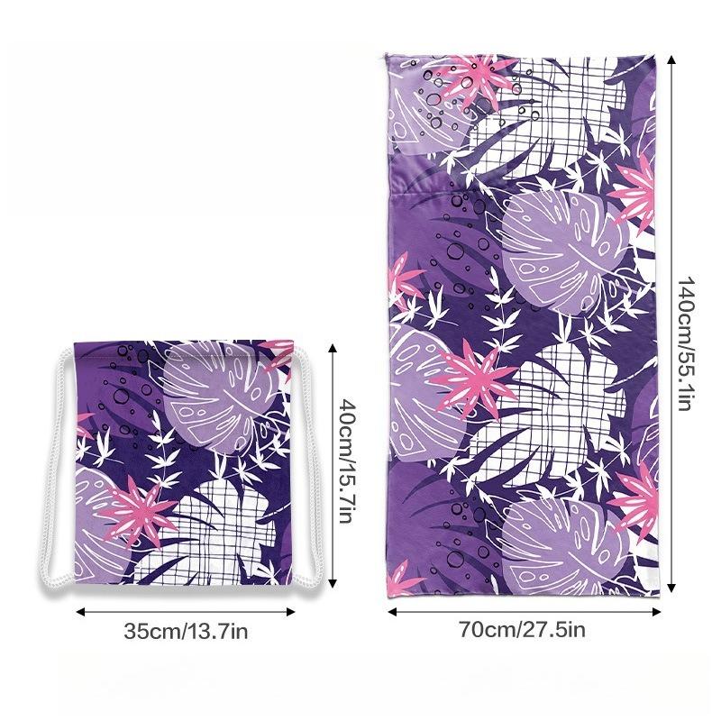 Two-in-one Beach Towel One-piece Bag, Foldable Beach Towel Storage Backpack, Ultra-fine Fiber Printed Beach Towel