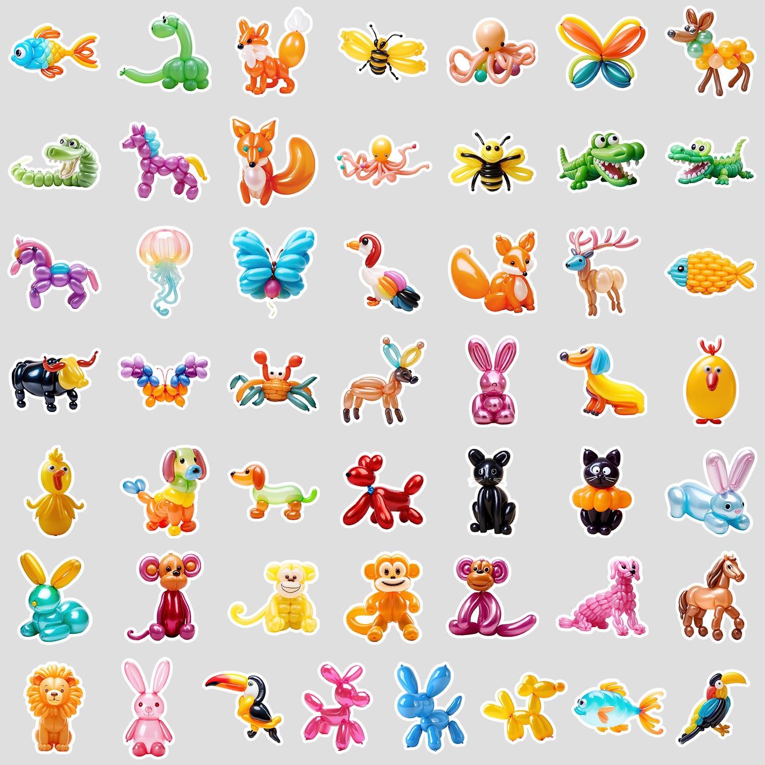 

50 Милых Наклеек Граффити с Воздушными Шарами и Растениями, Водонепроницаемые Наклейки для Мобильного Телефона и Компьютера, Креативные Наклейки с Животными