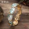 New color oil irregular oval elastic bracelet, women's versatile high-end geometric bracelet