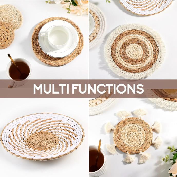 Handmade Rattan Wall Decor - Straw Woven Hanging Ornament for Living Room, Bedroom, or Restaurant Background