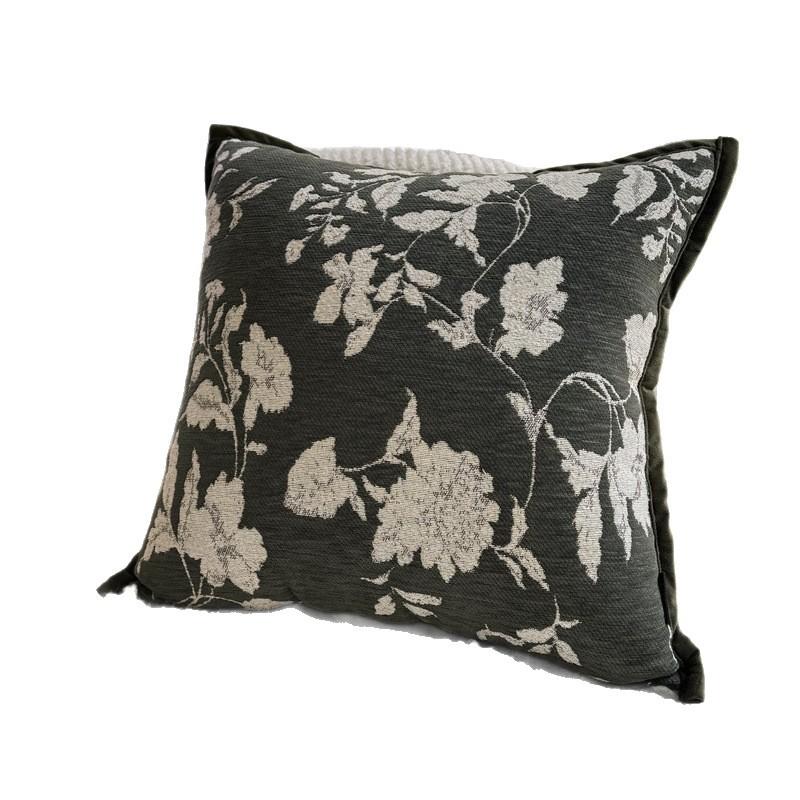 Vintage Floral Soft Chenille Decorative Pillow Cover 45x45cm Brown Grey Green Cushion Cover for Sofa Bed Home Living Room Decor