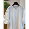 White Shirt Women's Short-sleeved New Summer Loose Casual Pullover Long-staple Cotton Doll Shirt Top