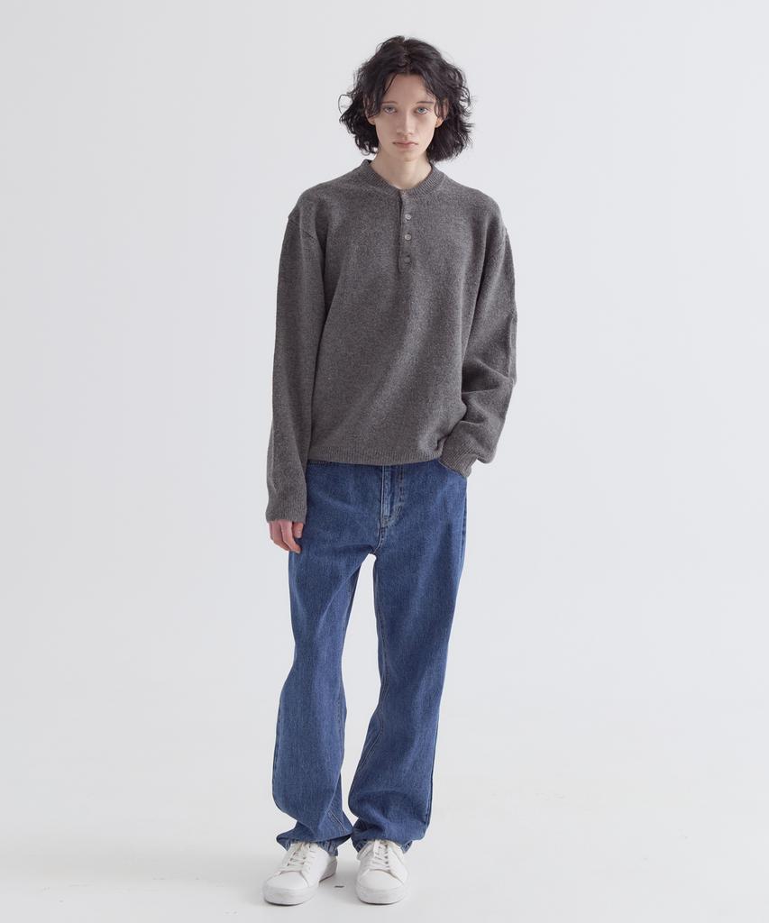 EZIO Henley Neck Wool Blend Knitwear_Charcoal
