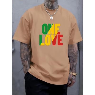 One Love Rasta Jamaican Reggae Style Men's T-Shirt Summer Daily Casual Men's Tee Outdoor Street Fashion Men's Short-sleeved Top T-Shirts Men’s