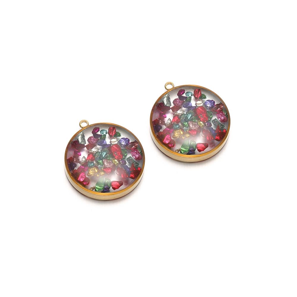 4Pcs Stainless Steel 20mm Round Transparent Glass Enamel Flower Charms for DIY Jewelry Necklace Pendant Bracelet Earrings Making