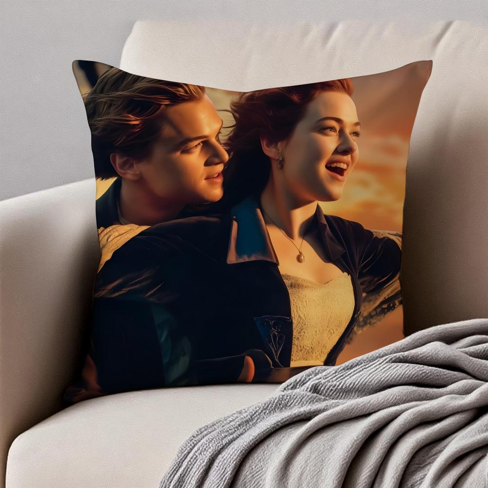 Film TTitanic Cushion Cover Pillowcase Antidustmite Invisible Zipper Short Plush Sofa Cushion
