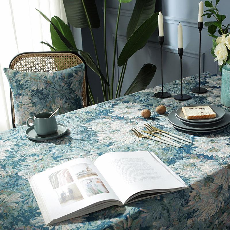 Green Oil Painting Print Rectangle Dirty Resistant Machine Washable Stylish Holiday Tablecloth Table Cover Thanksgiving Table Decoration