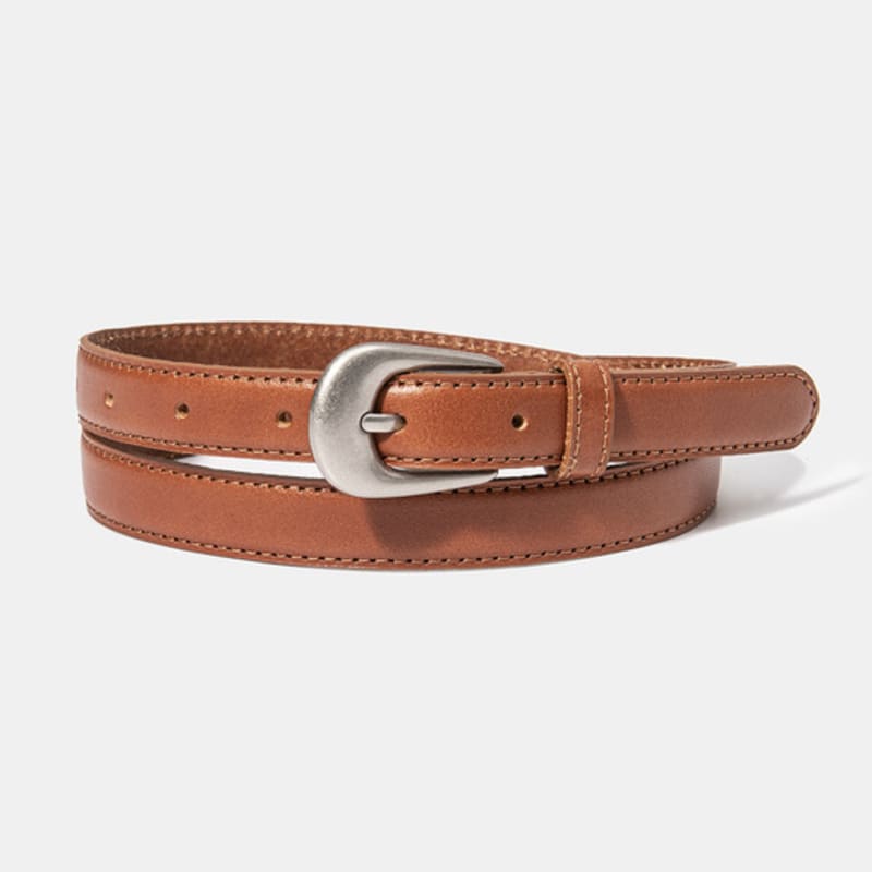 Halden (W) Simple Western Cowhide Leather Belt (T005_Tan)