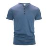 Men's Short-sleeve T-shirt Henley Collar Summer Casual Solid Color T Shirt for Men Polo High Quality Mens T-shirts