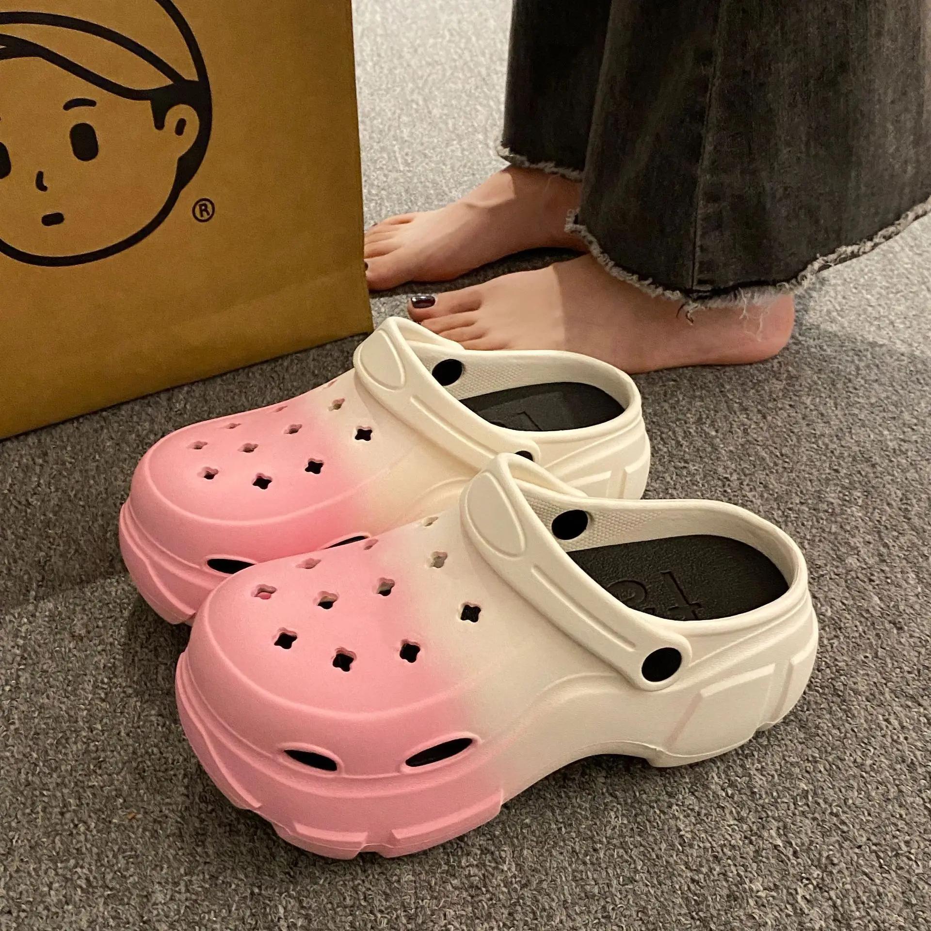 

Летние тапочки, женская садовая обувь, модные тапочки с дырками, женские нескользящие домашние тапочки из ЭВА, забавная обувь для женщин 40-41