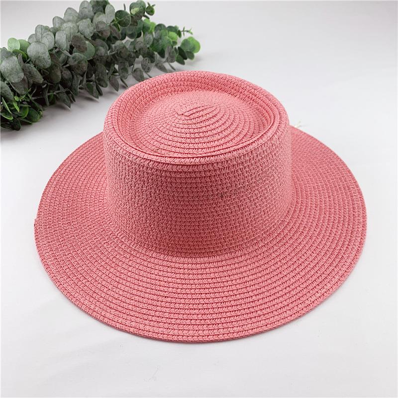 Women Spring Summer Solid New Concave Paper Straw Hat Retro French Round Beach Island Female Sunshade Hat