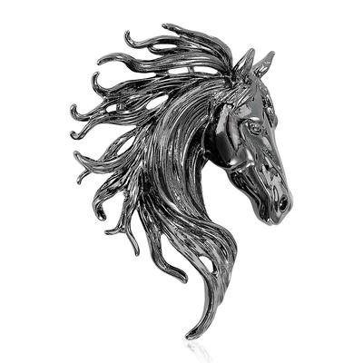 Spille di lusso lucide a forma di testa di cavallo per donne, spille animali dello zodiaco, accessori casual per feste, regali di Capodanno per amici