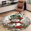 1pc Smiling Snowman Holiday Round Rug - Non-slip, Fade-resistant Polyester Floor Mat for Living Rooms and Bedrooms