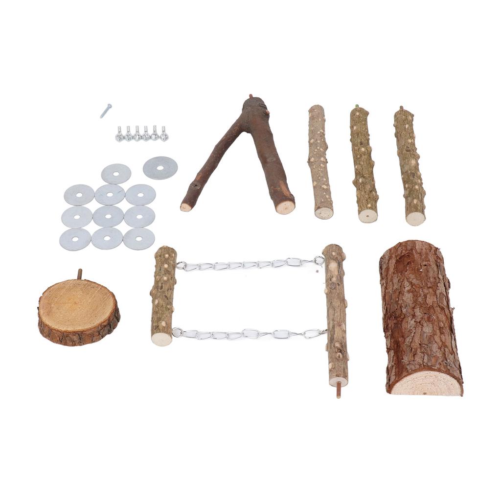 6pcs Wooden Bird Perch Multifunction Parrot Stand Branches Paw Grinding Stick Set Cage Accessories