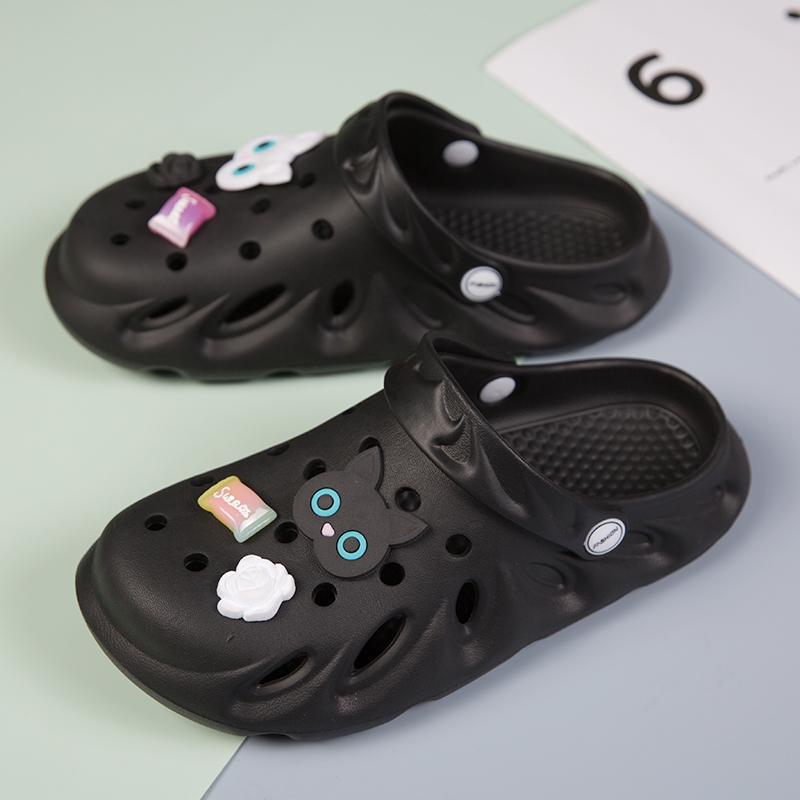 

2025 новые туфли с дырками женские носят полупальцы супермягкие тапочки мягкая подошва нескользящие дышащие тапочки 40 чёрный