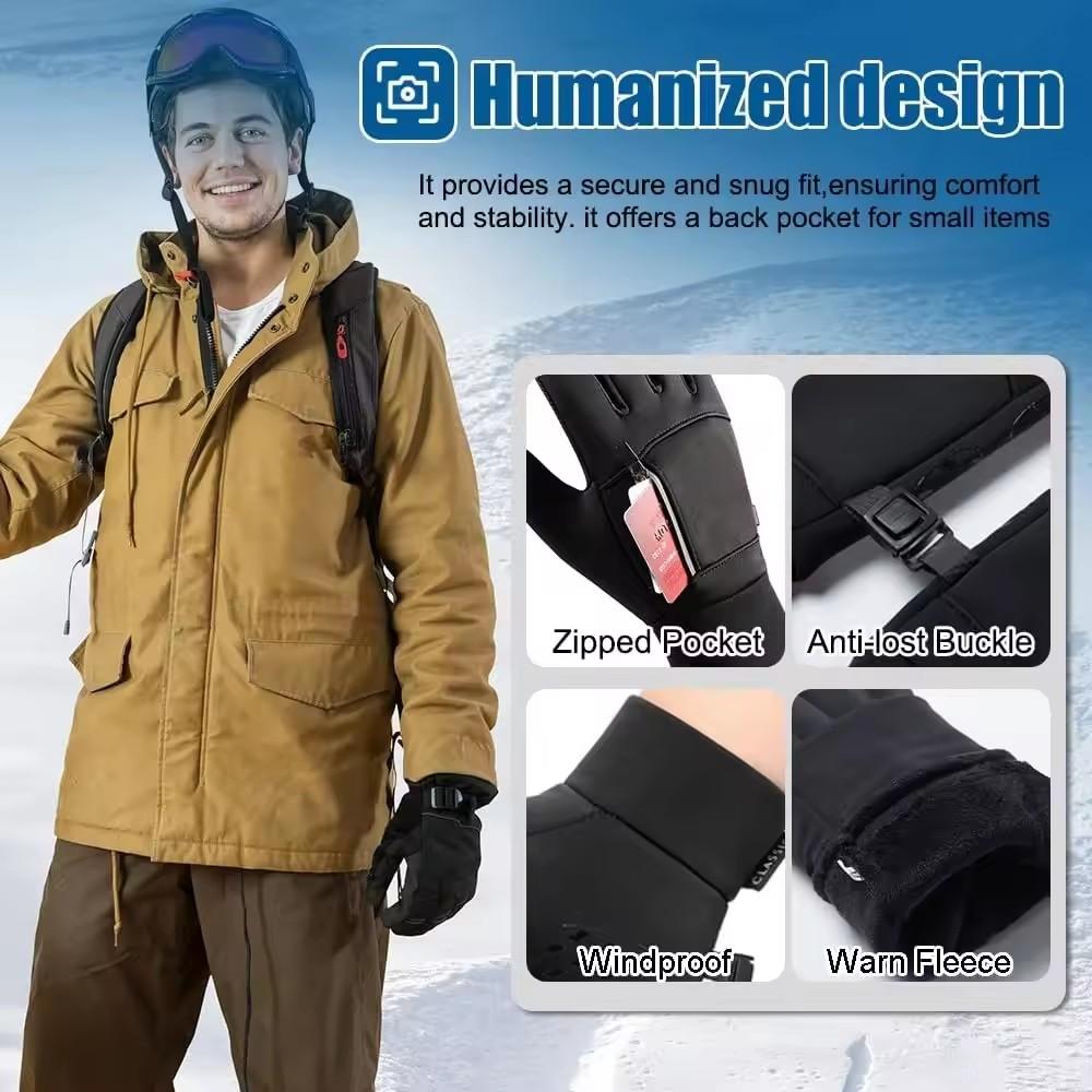 Outdoor Cycling Gloves for Men and Women Winter Warmth and Anti Slip Touch Screen Gloves Portable Pocket Skiing Waterproof Glove