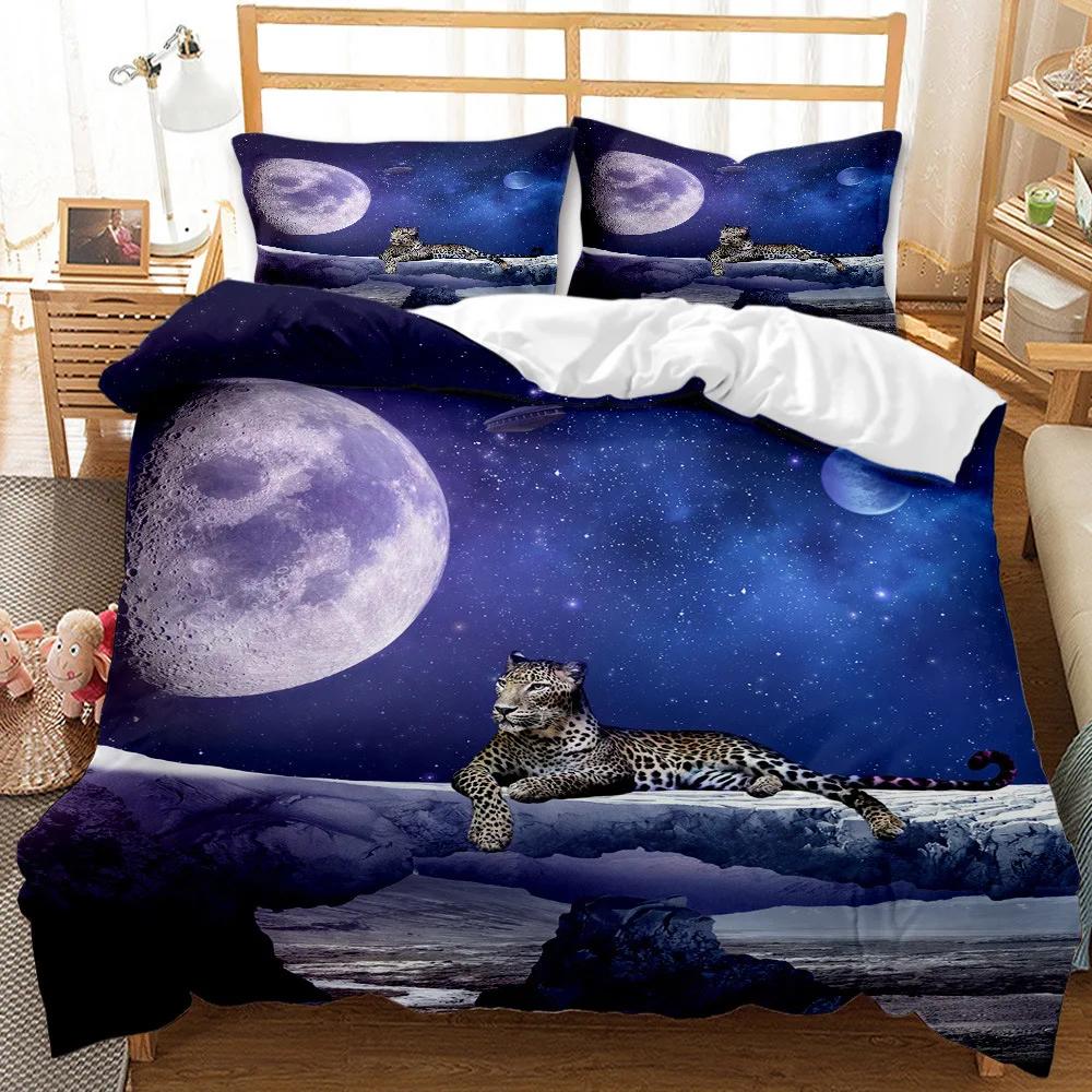 Reactive Print Fierce Animal Lion Panther Series Duvet Cover Sets US CalifKing Queen Size Bedding Sets 3 Pcs Dropship Wholesale