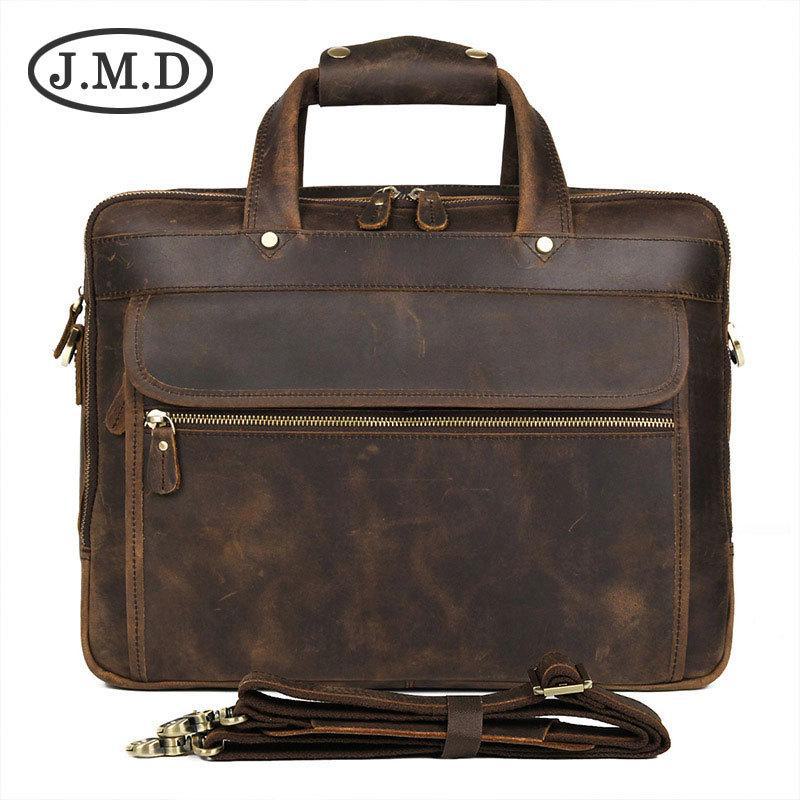 

Портфели из натуральной кожи Jiameida и компьютерные сумки Crazy Horse Dark Brown темно-коричневого