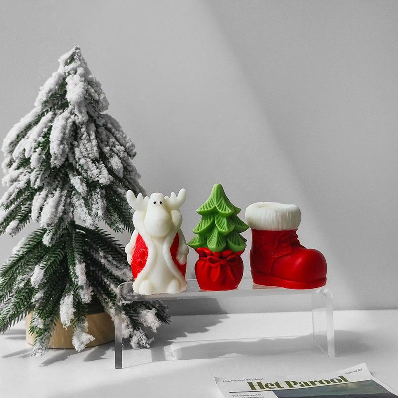 DIY Christmas Tree Snowman Silicone Mold Handmade Aroma Candle Plaster Ornament Mould DIY Christmas Decoration Candles Making