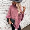 Women Loose Solid Cross Border Cardigan Stand Collar Bat Sleeve Knitwear Sweater Cloak Autumn Winter