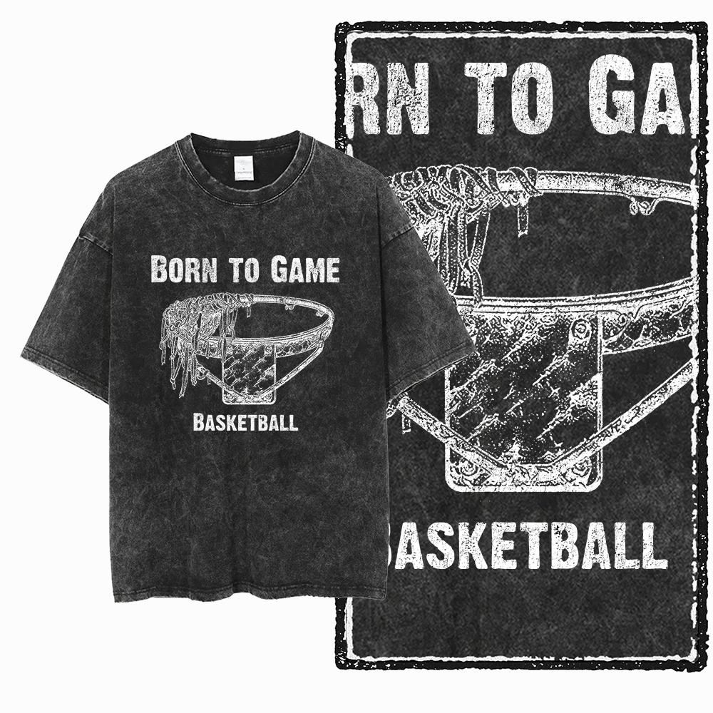 YH BASKETBALL THEME Printed Cotton Acid Washed Exclusive Graphic Unisex T Shirt Cool Streetwear Men Tshirts Big Size Tee for men