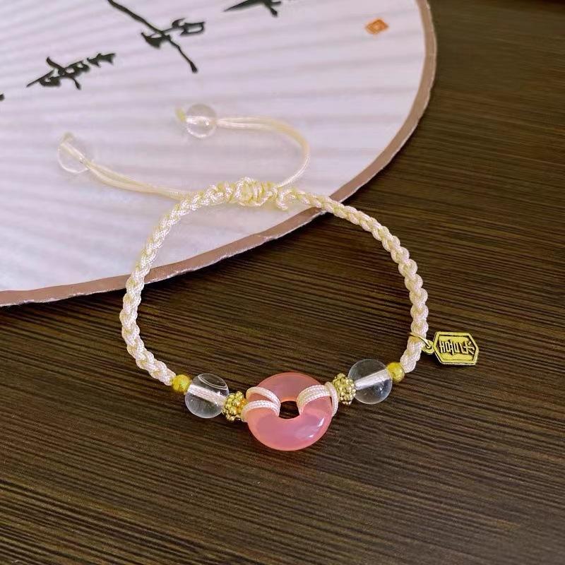 Geometric Summer Pink And Green Peace Knot Bracelet With Appeal Vintage