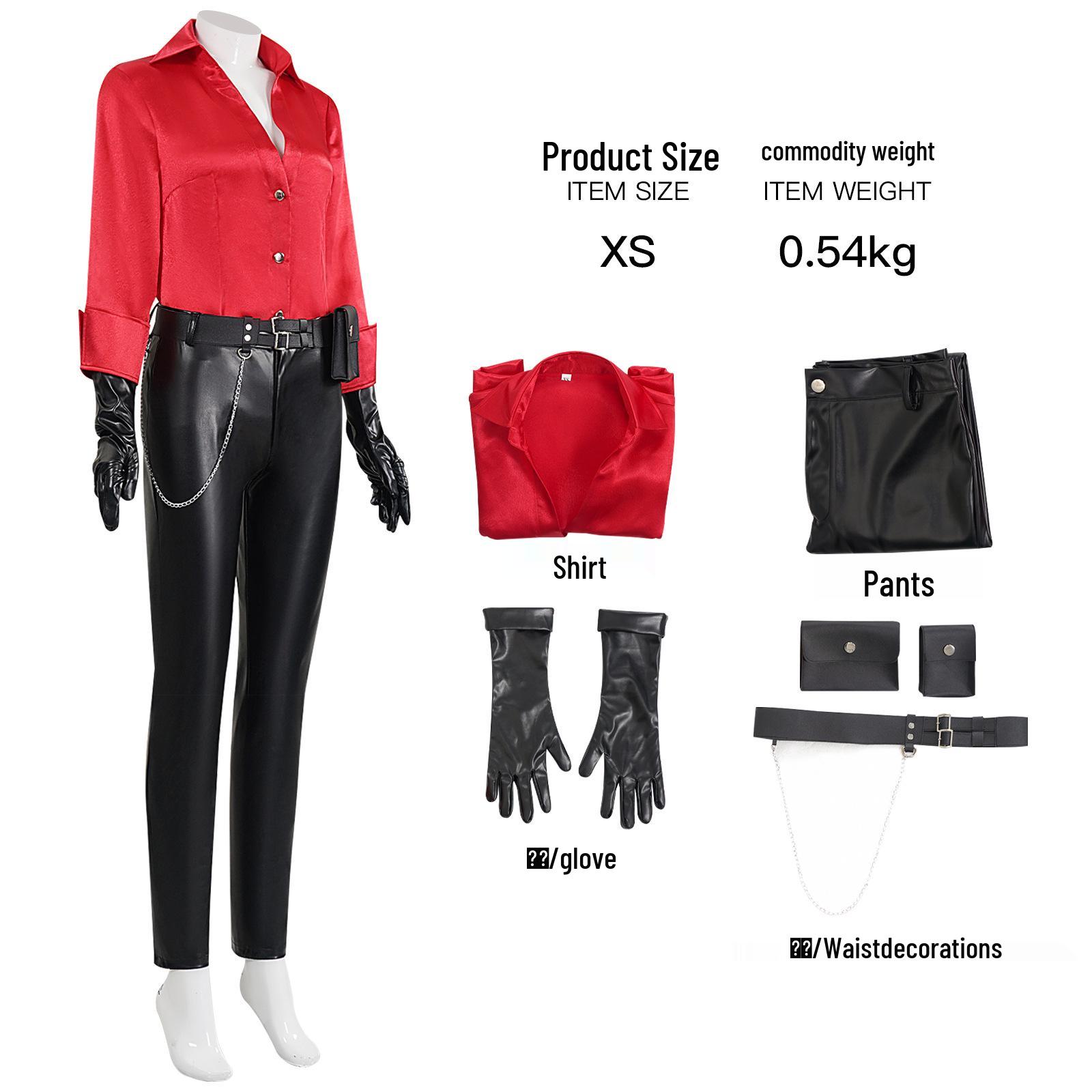 

Ада Вонг Resident Evil Красная рубашка Косплей Костюм Набор для женщин M