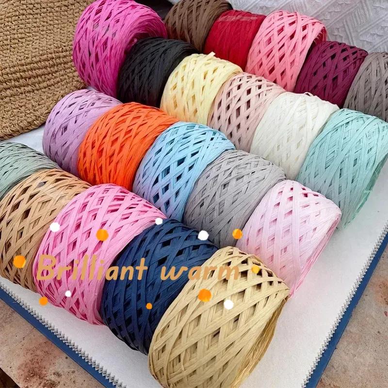 180m Raffia Yarn Paper Grass 100g/pcs for Knitting and Crochet Handmade Diy Straw Hat Bag Doll Slippers Weave Soft Yarn Thread