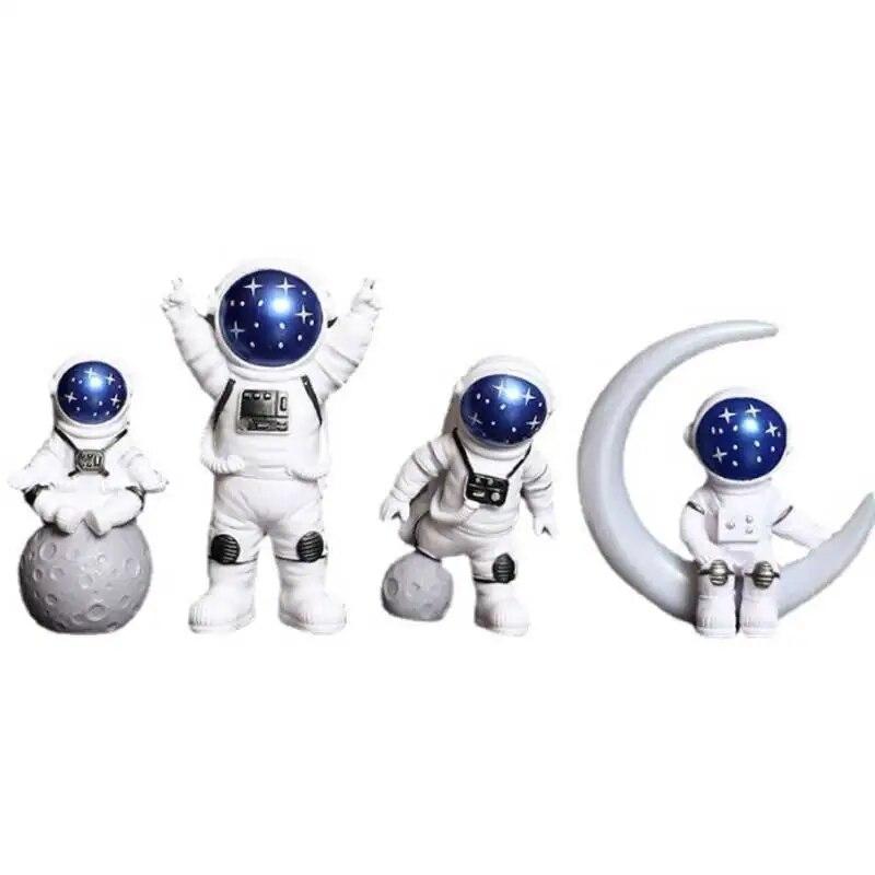 4 Pcs Astronaut Statue Ornament Spaceman Sculpture Desktop Home Decoration Astronaut Model Car Decoration
