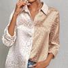 Spring Autumn Shirt Leopard Printed Satin Silk Shirt Women Long Sleeve Button Down Blouse Tops Female Suit Shirt Commuting Wind
