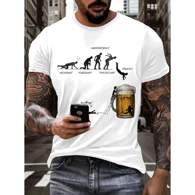 

Футболка мужская в стиле хип-хоп с принтом в виде пива, с короткими рукавами и круглым вырезом, повседневная мужская одежда для отдыха, летний топ для активного отдыха 5XL